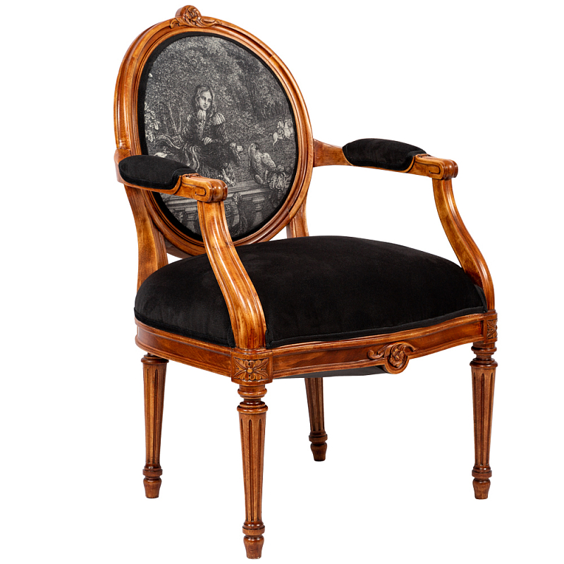 Кресло Marimon Armchair Left Черно-белый Коричневый в Брянске | Loft Concept 