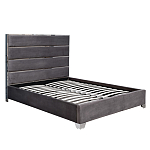 Кровать двуспальная серая с высоким мягким изголовьем Heart of the Bedroom варинант исполнения - 1 | Loft Concept в Брянске