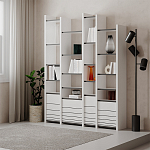 Стеллаж прямой ассиметричный с полками и 4-мя дверцами ARYA BOOKCASE WHITE варинант исполнения - 5 | Loft Concept в Брянске
