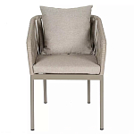 Стул серо-бежевый с декоративным плетением на спинке и подлокотниках Chair Weave варинант исполнения - 1 | Loft Concept в Брянске