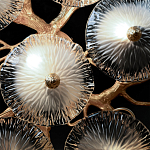 Потолочная люстра круглая ветвистыми бронзовыми элементами и стеклянными рифлеными дисками Textured Glass Chandelier варинант исполнения - 6 | Loft Concept в Брянске