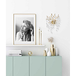 Бра золотого цвета с декоративными ветвями и прозрачными подвесками в форме листьев Droplet Chandelier варинант исполнения - 7 | Loft Concept в Брянске