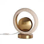 Настольная лампа с бежевым текстурным кольцом и латунным шаром в центре Tactile   варинант исполнения - 2 | Loft Concept в Брянске