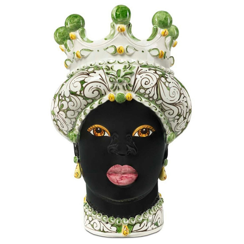 Ваза Vase Moro Lady Ornate Dark Green Черный Зеленый Белый Ваза Vase Moro Lady Ornate Dark Green Черный Зеленый Белый в Брянске | Loft Concept