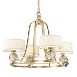 Люстра цвета латунь с 4-мя тканевыми абажурами и стеклянными шарами Quoizel варинант исполнения - 1 | Loft Concept в Брянске