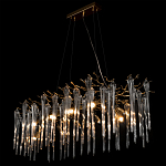 Люстра подвесная прямоугольная с бронзовыми акцентами и прозрачными стеклянными каплями Droplet Chandelier варинант исполнения - 4 | Loft Concept в Брянске