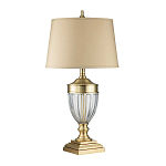 Настольная лампа со тканевым абажуром и прозрачным ребристым стеклянным основанием Quoizel варинант исполнения - 5 | Loft Concept в Брянске