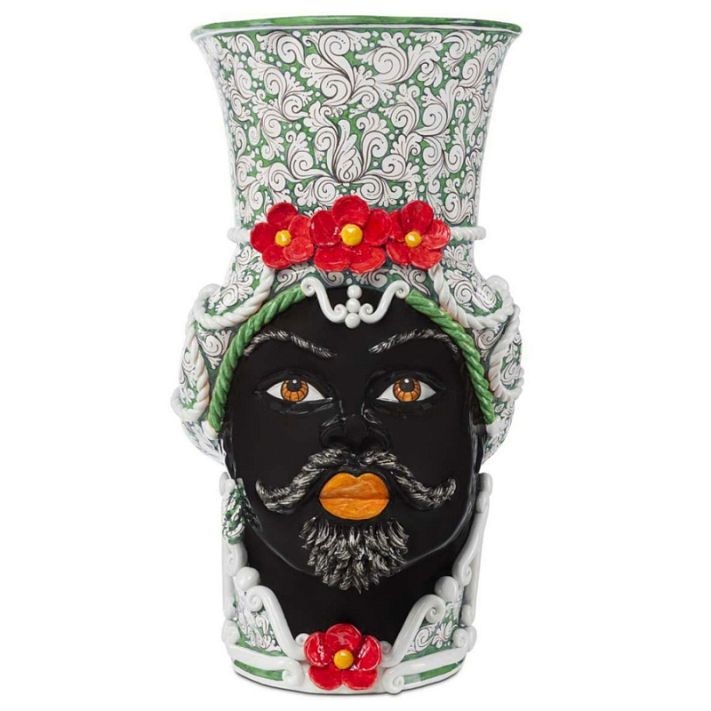Ваза Vase Moro Man Giant Flower Green Red Черный Зеленый Красный Белый Ваза Vase Moro Man Giant Flower Green Red Черный Зеленый Красный Белый в Брянске | Loft Concept