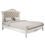 Кровать белая из массива бука с основанием и мягким изголовьем в стиле прованс White Provence варинант исполнения - 1 | Loft Concept в Брянске