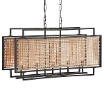 Люстра прямоугольной формы с чёрным каркасом и вставкой из плетеного материала Cage for Light варинант исполнения - 4 | Loft Concept в Брянске