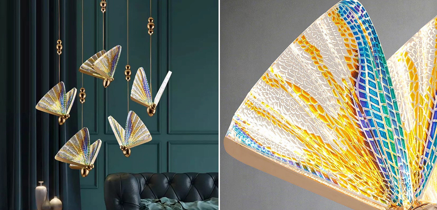 Butterfly Pendant Lamp Colored glass J Butterfly Pendant Lamp Colored glass J - Loft-Concept в Брянске