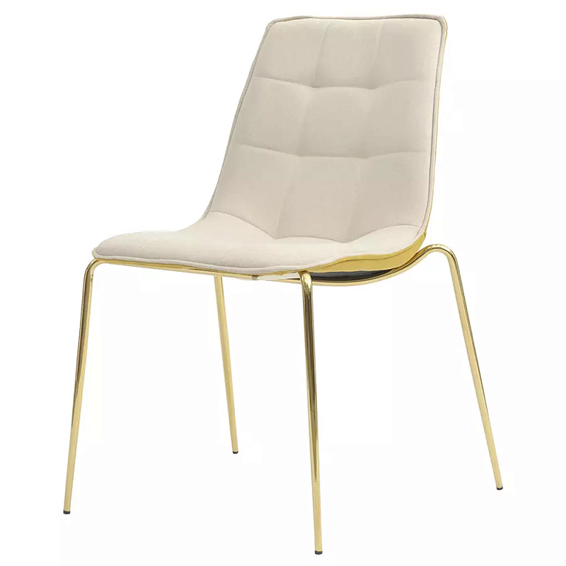Стул с декоративной строчкой на обивке Sophisticated Silhouette Кремовый Золотой Стул с декоративной строчкой на обивке Sophisticated Silhouette Кремовый Золотой в Брянске | Loft Concept