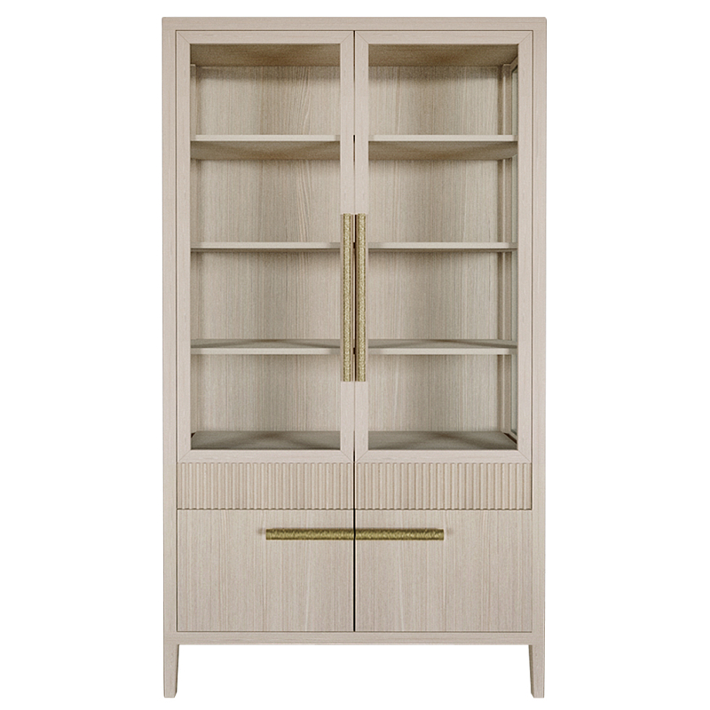 Витрина Primo со стеклянными фасадами и буфетом шпон Светлый дуб Древесина Золотой в Брянске | Loft Concept 