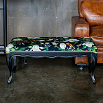 Банкетка из натурального бука черная с изображением птиц и цветов Blooming Birds варинант исполнения - 2 | Loft Concept в Брянске