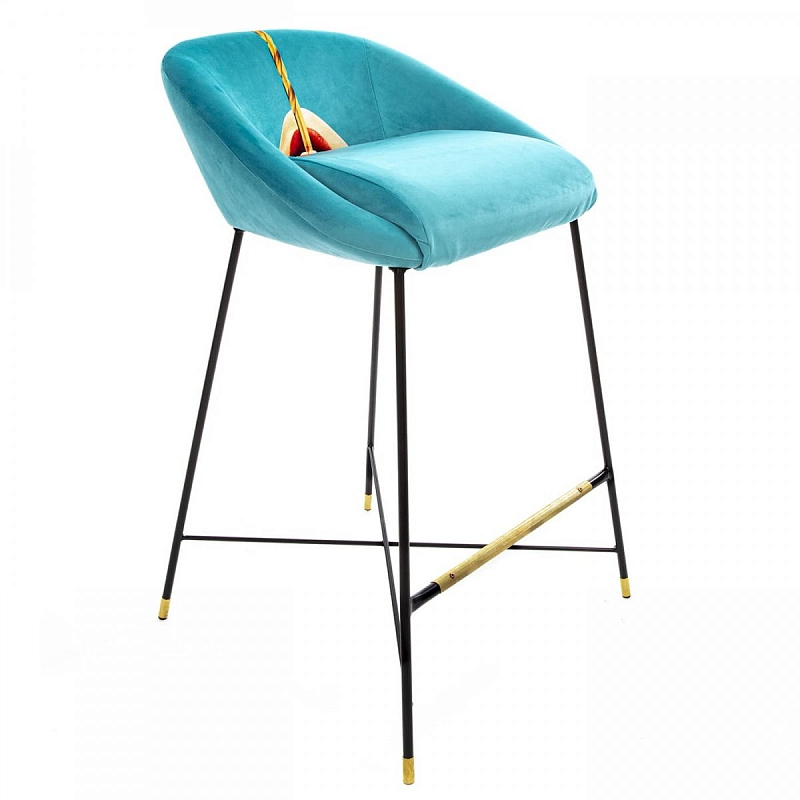 Барный стул Seletti High Stool Drill Черный Бирюзовый в Брянске | Loft Concept 