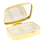 Таблетница карманная прямоугольная с 2-мя отделениями с зеркалом и накладкой из натурального камня Апатит Голубой Gold Stone Pillboxes варинант исполнения - 3 | Loft Concept в Брянске