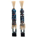 Комплект из 2-х деревянных статуэток Asmat Straw Headdress Statuettes Blue Red варинант исполнения - 5 | Loft Concept в Брянске