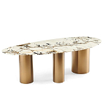 Обеденный стол с асимметричной столешницей на 3-х массивных золотых ножках Commonwealth Table варинант исполнения - 1 | Loft Concept в Брянске