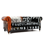 Диван Честерфильд граффити graffiti Orange Sofa натуральная кожа варинант исполнения - 1 | Loft Concept в Брянске