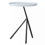 Столик приставной с круглой серой столешницей и черным основанием Round Stable Table варинант исполнения - 1 | Loft Concept в Брянске