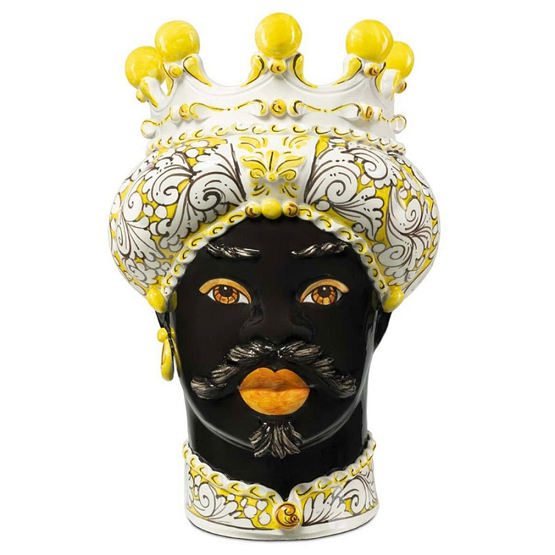 Ваза Vase Moro Man Ornate Yellow Черный Желтый Белый Ваза Vase Moro Man Ornate Yellow Черный Желтый Белый в Брянске | Loft Concept