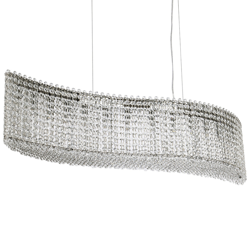 Линейная люстра изогнутой формы с хрустальными подвесками Crystal Art Chrome Linear Chandelier Прозрачный Хром Линейная люстра изогнутой формы с хрустальными подвесками Crystal Art Chrome Linear Chandelier Прозрачный Хром в Брянске | Loft Concept