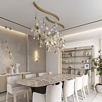 Бра с золотистой вертикальной трубкой и декоративными прозрачными листьями из стекла Sylva  варинант исполнения - 5 | Loft Concept в Брянске