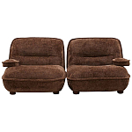 Кресло без подлокотников коричневое ну круглых деревянных ножках Loup Plush Armchair Brown варинант исполнения - 4 | Loft Concept в Брянске