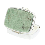 Таблетница карманная прямоугольная с 2-мя отделениями с зеркалом и накладкой из натурального камня Жадеит Silver Stone Pillboxes варинант исполнения - 2 | Loft Concept в Брянске