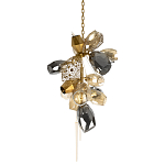 Люстра подвесная вытянутой формы с плафонами из стекла и металла с тремя вертикальными подвесками Gilded Mirage  варинант исполнения - 1 | Loft Concept в Брянске