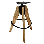 Барный стул со спинкой и металлической подставкой на 3-х деревянных ножках Горчичный Велюр Vendramin Chair варинант исполнения - 4 | Loft Concept в Брянске