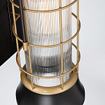 Настенный фонарь цилиндрической формы с рифленым стеклом в золотом каркасе на черном прямоугольном основании Eurofase варинант исполнения - 3 | Loft Concept в Брянске