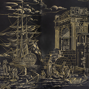 Обои ручная роспись Views of Italy Gold Outline