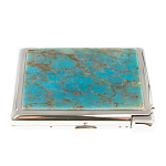 Портсигар на 20 сигарет с газовой зажигалкой из натурального камня Апатит Голубой Stone Cigarettes Cases варинант исполнения - 2 | Loft Concept в Брянске