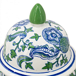Ваза с крышкой и зелено-голубым рисунком на белом фоне 51 см Blue & White Ornament варинант исполнения - 3 | Loft Concept в Брянске