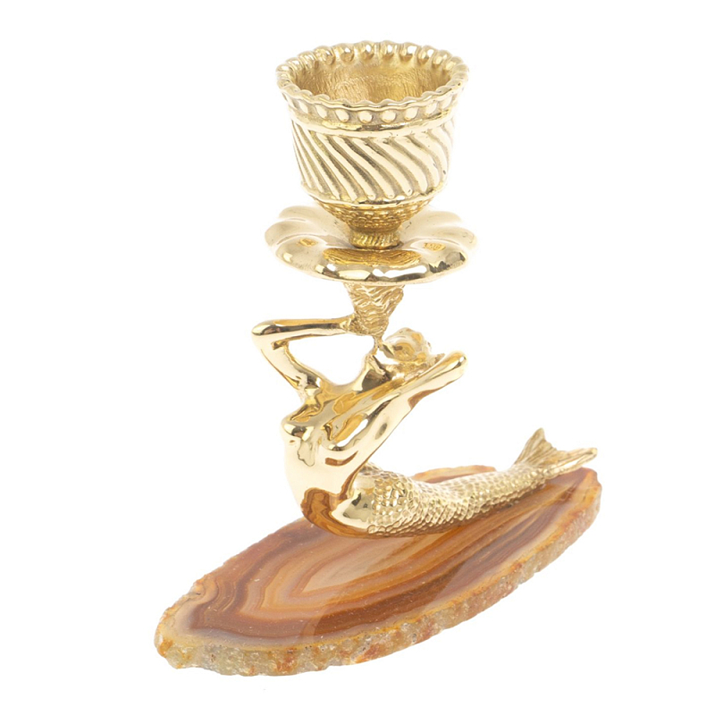 Подсвечник из натурального камня агат светло-коричневый Stone Candlestick Бежевый Золотой Подсвечник из натурального камня агат светло-коричневый Stone Candlestick Бежевый Золотой в Брянске | Loft Concept