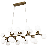 Линейная люстра с плафонами из стеклянных шаров Pearls Suspension Linear Brass Chandelier варинант исполнения - 1 | Loft Concept в Брянске