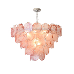 Люстра с каскадом из круглых розовых стеклянных дисков Pink Light Waterfall варинант исполнения - 4 | Loft Concept в Брянске