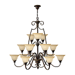 Люстра трехъярусная бронзового цвета с 15-ю кремовыми плафонами в форме чаш Hinkley варинант исполнения - 2 | Loft Concept в Брянске