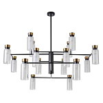 Люстра потолочная с 16-ю цилиндрическими плафонами из стекла и черным каркасом Noir Poise варинант исполнения - 1 | Loft Concept в Брянске