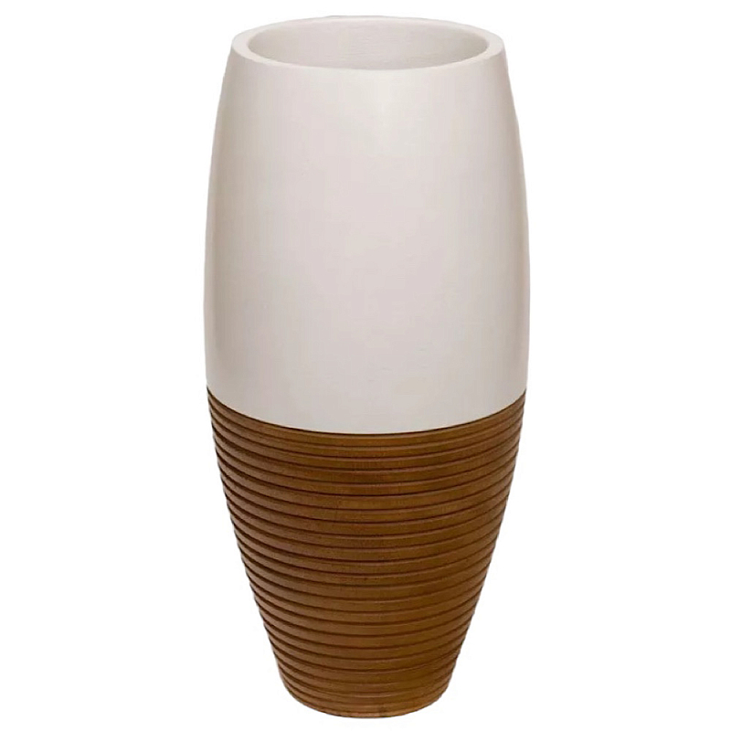 Ваза деревянная белая Vase of Thailand Белый Светло-коричневый  в Брянске | Loft Concept 