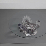 Дизайнерский журнальный стол с круглой прозрачной столешницей и основанием в виде цепи Hua Wang варинант исполнения - 2 | Loft Concept в Брянске