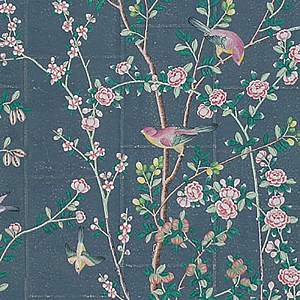 Обои ручная роспись Jardinieres & Citrus Trees Dark Blue