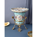 Ваза из голубого фарфора с рисунком птиц и цветов и декоративными элементами Blue Garden варинант исполнения - 6 | Loft Concept в Брянске