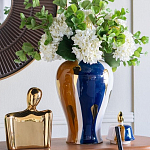 Ваза с крышкой и мазками синего и золого цвета на белом фоне Chinoiserie Ceramics варинант исполнения - 4 | Loft Concept в Брянске