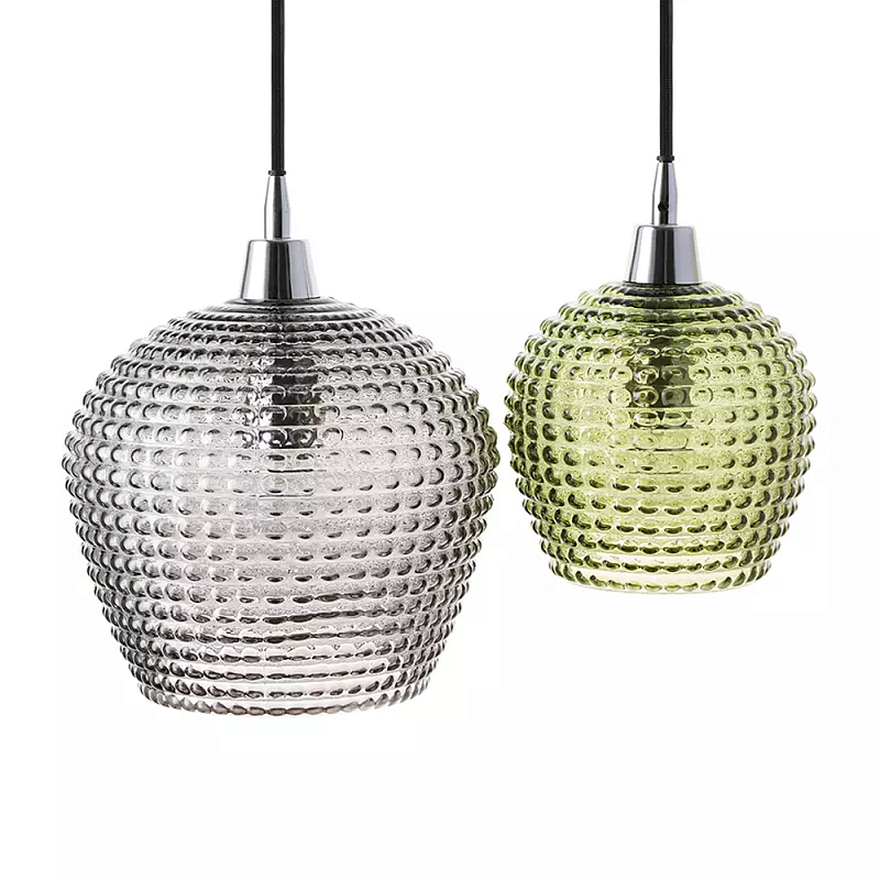 Подвесной светильник каскадный с 2-мя рельефными плафонами Cascade with Relief Lampshades Серый Зеленый Черный Подвесной светильник каскадный с 2-мя рельефными плафонами Cascade with Relief Lampshades Серый Зеленый Черный в Брянске | Loft Concept