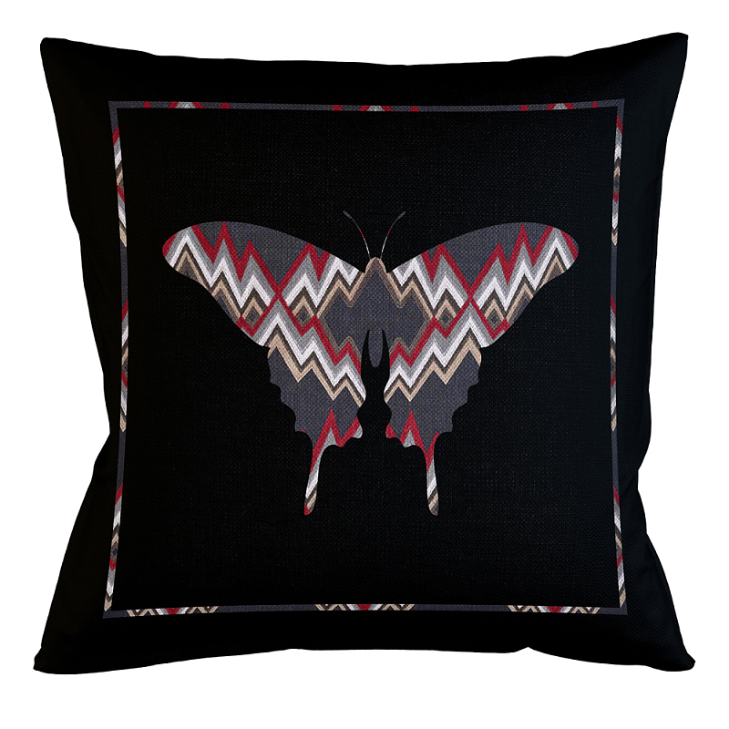 Подушка декоративная бабочка цветной орнамент Ikat Pattern Мульти Бежевый Черный Подушка декоративная бабочка цветной орнамент Ikat Pattern Мульти Бежевый Черный в Брянске | Loft Concept