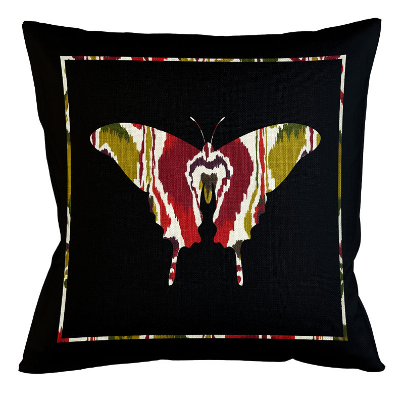 Подушка декоративная бабочка цветной узор Ikat Pattern Мульти Бежевый Черный Подушка декоративная бабочка цветной узор Ikat Pattern Мульти Бежевый Черный в Брянске | Loft Concept