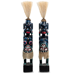 Комплект из 2-х деревянных статуэток Asmat Straw Headdress Statuettes Blue Red варинант исполнения - 4 | Loft Concept в Брянске