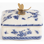 Фарфоровая шкатулка с бронзовой стрекозой Blue and White варинант исполнения - 4 | Loft Concept в Брянске